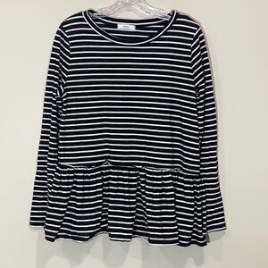 Cherish Black & White Striped Long Sleeve Top. Size Small